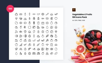 Vegetables and Fruits 100 Set Pack Icon