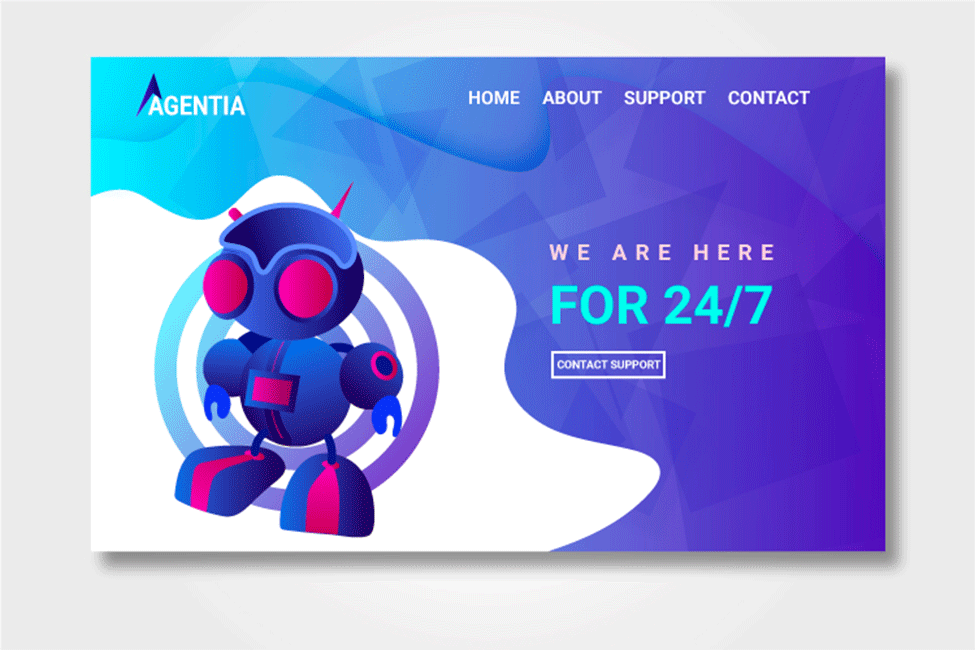 Cute Robot and Website Header - Illustration