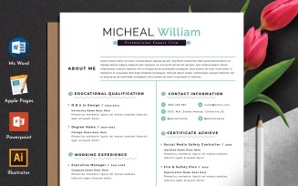 Clean & Professional Editable Word Apple Pages Cv Resume Template