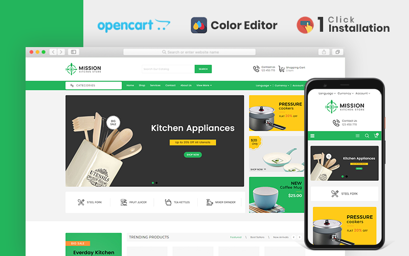 Responsywny szablon OpenCart Mission Kitchen Store #107306