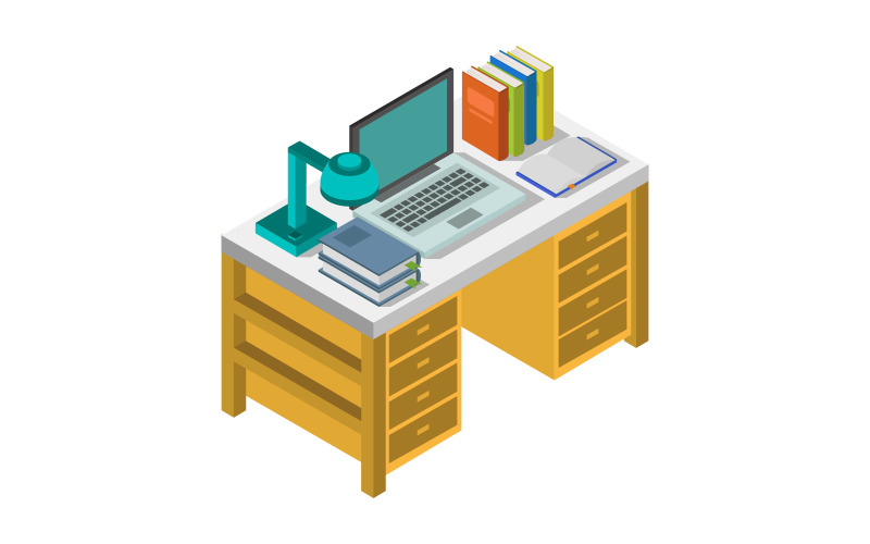 Study Online Isometric Illustrated - Vector Image Vector Graphic