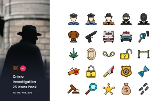 Crime Investigation Pack Icon Set