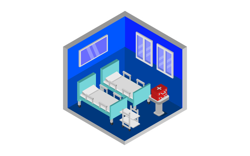 Isometric Hospital Room On A White Background - Vector Image Vector Graphic
