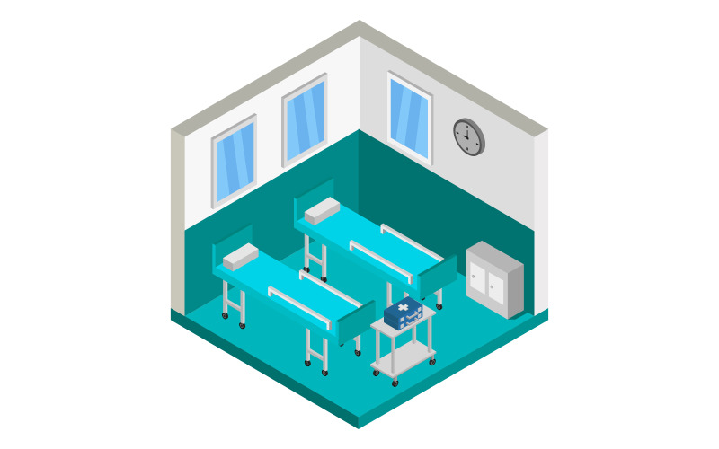 Isometric Hospital Room - Vector Image Vector Graphic