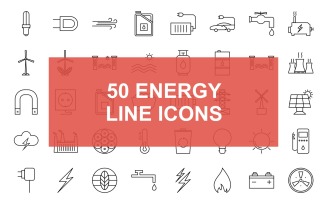 Energy Line Black Icon Set