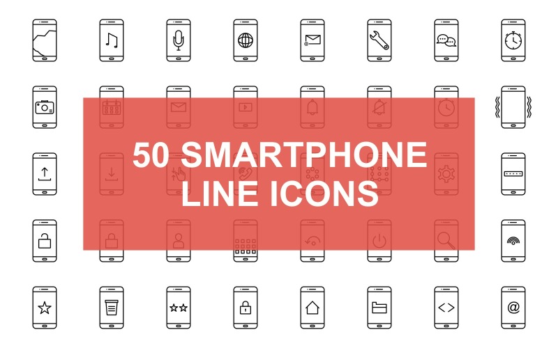 Smartphone Line Black Set Icon Icon Set