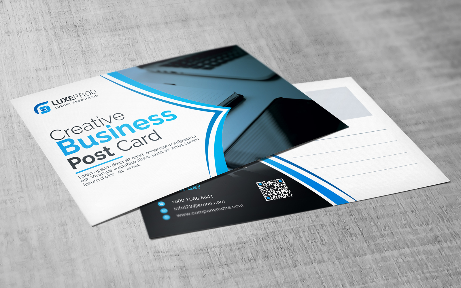 Blue Color Post Card - Corporate Identity Template