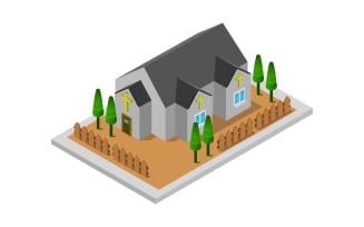 Isometric Church On A White Background - Vector Image