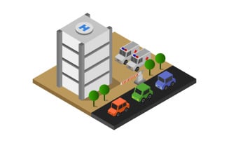 Isometric Hospital On A White Background - Vector Image
