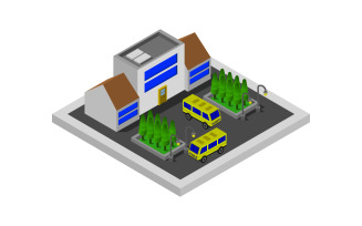 Isometric School On A White Background - Vector Image
