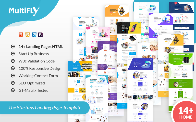 Responsive Multifly Startup HTML Açılış Sayfası #107703