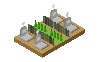Isometric Cemetery - Vector Image