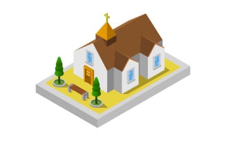Isometric Church Illustrated - Vector Image
