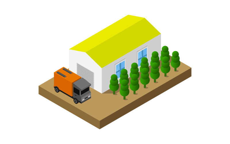 Isometric Garage Illustrated On White Background - Vector Image Vector Graphic
