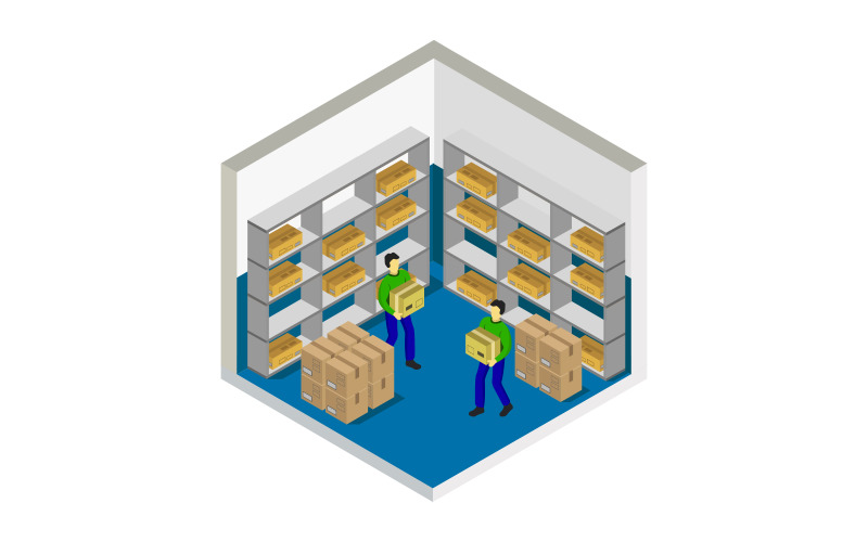 Isometric Warehouse Illustrated - Vector Image Vector Graphic