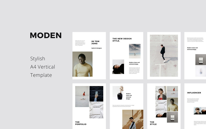 MODEN - A4 Vertical Style PowerPoint template PowerPoint Template