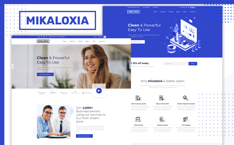 Reszponzív Mikaloxia | Multipurpose Business HTML5 Weboldal sablon 107867