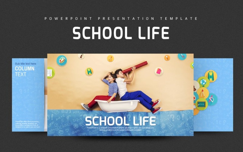School Life PPT PowerPoint template PowerPoint Template