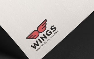 Two Bird Wings Connected Design Logo Template