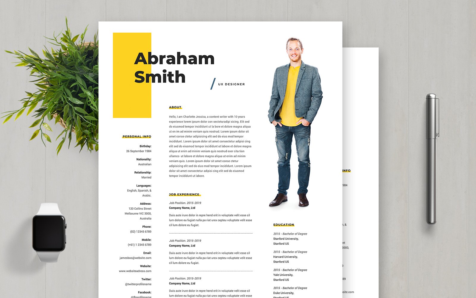 Template #107916 Resume Cv Webdesign Template - Logo template Preview