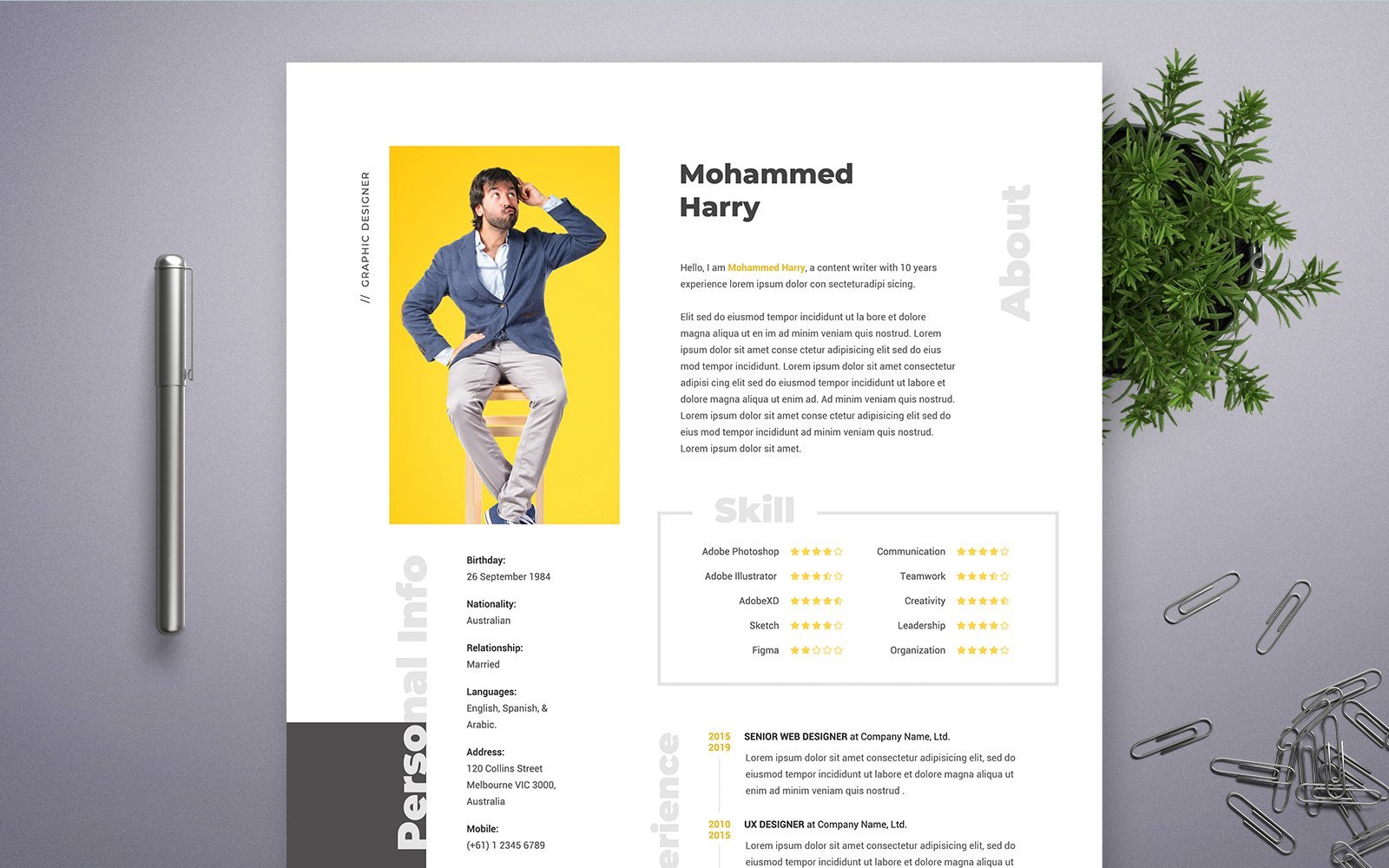 Kit Graphique #107945 Professional Resume Divers Modles Web - Logo template Preview