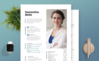 Designer Professional and Clean Woman Resume Template