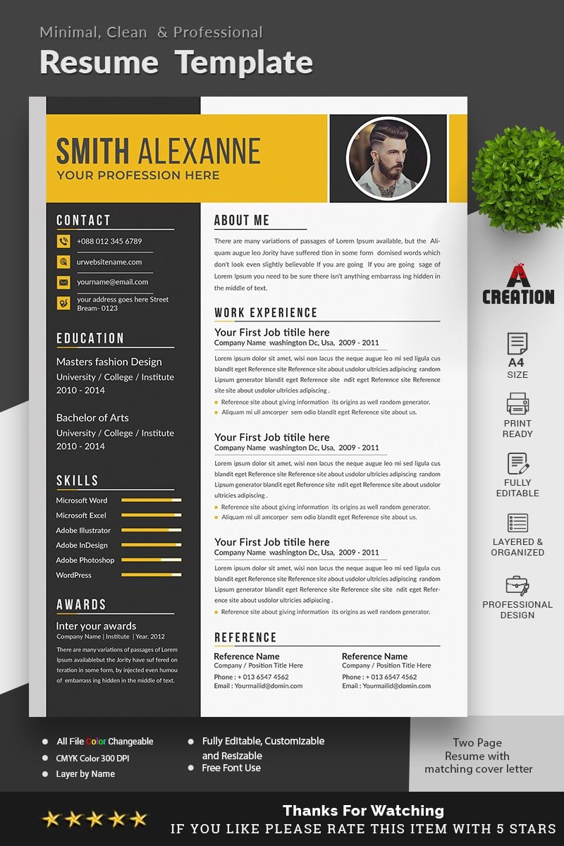 Kit Graphique #108149 Resume A4 Divers Modles Web - Logo template Preview