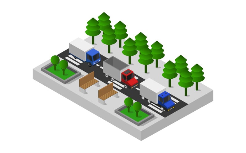 Isometric Road On A White Background - Vector Image Vector Graphic