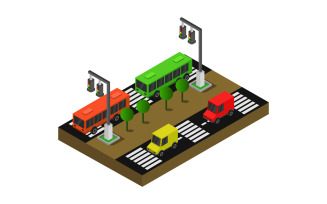 Isometric Road On Background - Vector Image