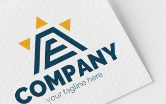 Logo, graphic sign, combines: Star + pyramid