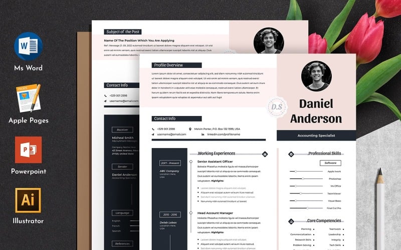 Creative & Modern Editable Cv Resume With Word Apple Pages Format Resume Template