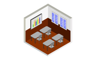 Isometric Course Room On White Background - Vector Image