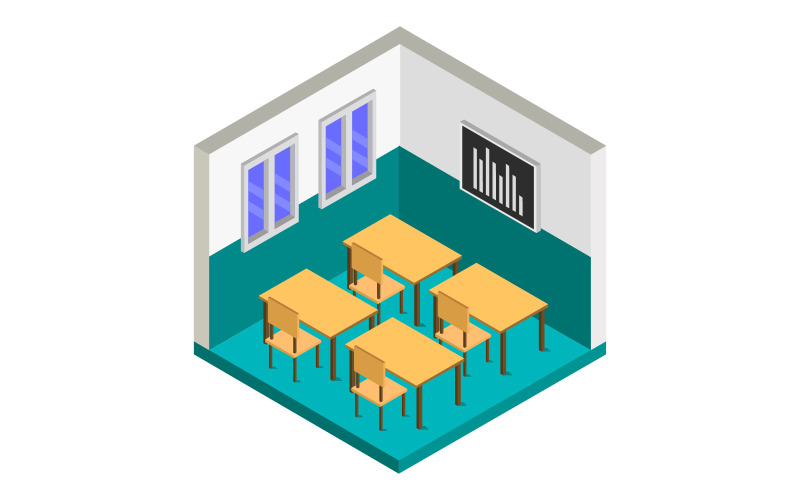 Isometric Course Room - Vector Image Vector Graphic