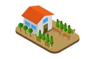 Isometric House On A White Background - Vector Image