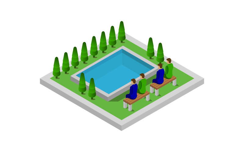 Isometric Pool On A White Background - Vector Image Vector Graphic