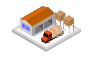 Isometric Warehouse - Vector Image