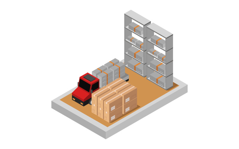Isometric Warehouse - Vector Image Vector Graphic