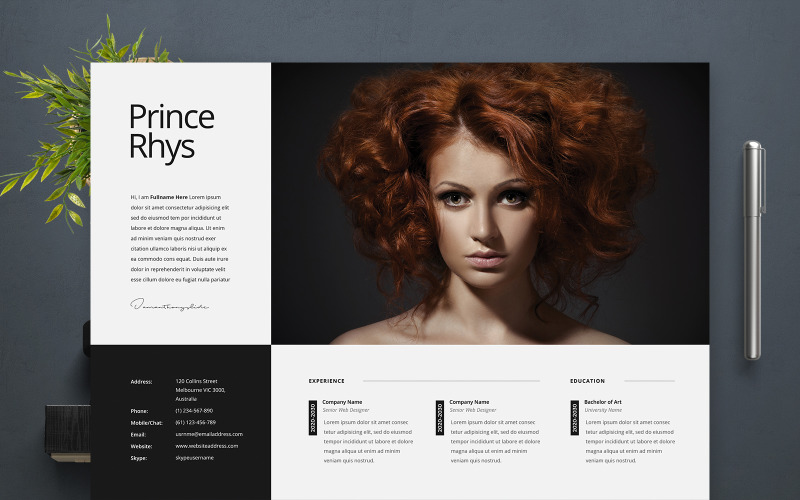 Prince Rhys - Professional and Clean Woman Resume Template