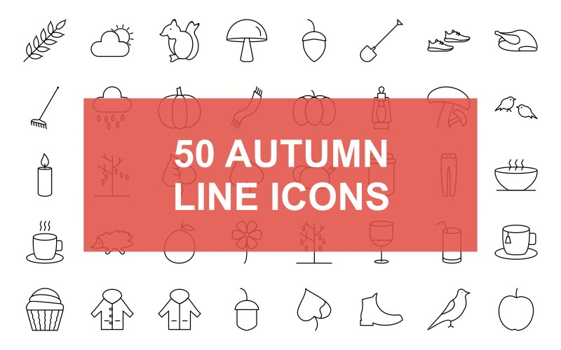Autumn Line Black Icon Set