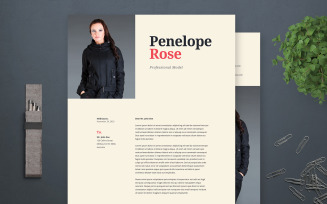 Penelope Rose - Professional Model and Clean Woman Resume Template