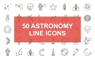 Astronomy Line Black Icon Set