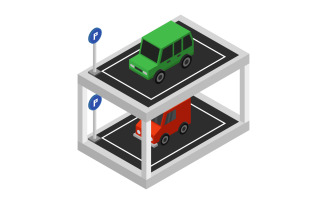 Isometric Parking On Background - Vector Image