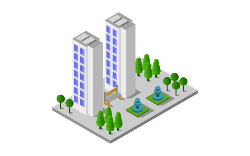 Isometric Skyscraper On A White Background - Vector Image Vector Graphic