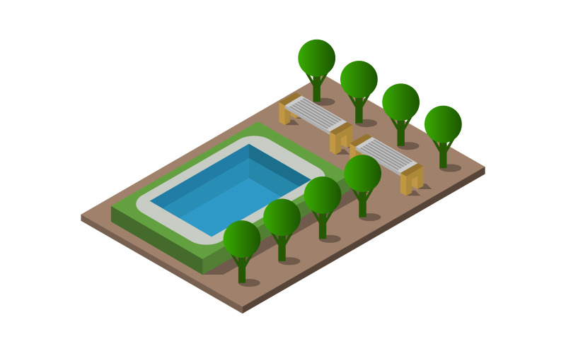 Isometric Swimming On A Bockground - Vector Image Vector Graphic