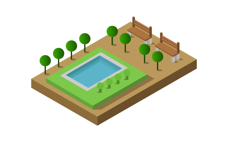 Isometric Swimming Pool On A White Background - Vector Image Vector Graphic