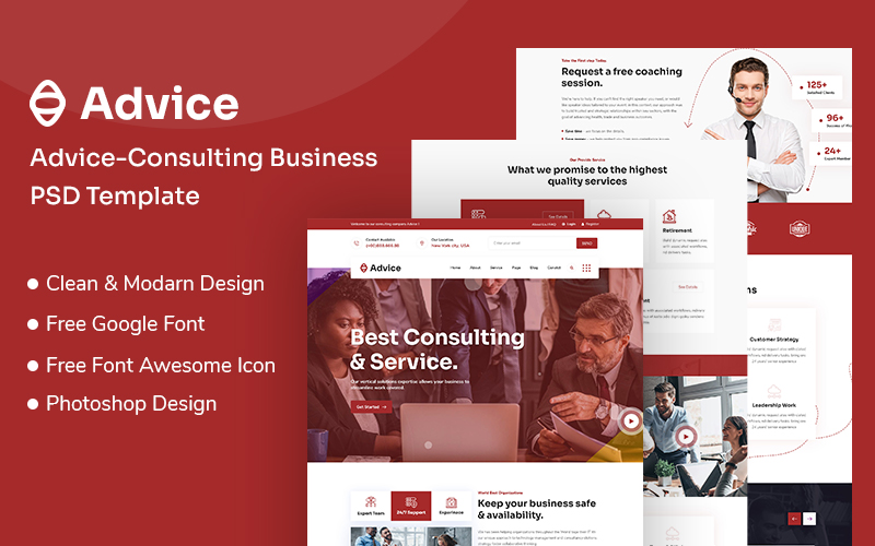 "Advice-Consulting Business PSD PSD Template" PSD Template №108797