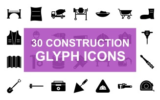 Construction Glyph Black Icon Set