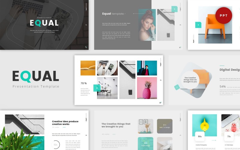 Equal - Minimal PowerPoint template PowerPoint Template