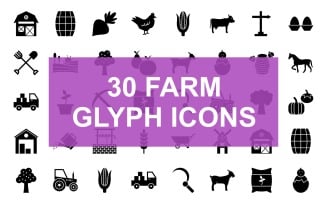Farm Glyph Black Icon Set