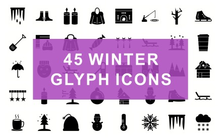 Winter Glyph Black Set Icon Set